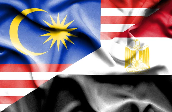 Κουνώντας τη σημαία της Αιγύπτου και της Μαλαισίας — Φωτογραφία Αρχείου