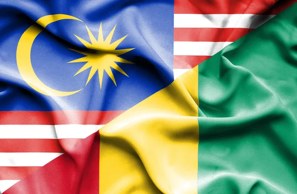기니와 말레이시아의 국기를 흔들며 — 스톡 사진