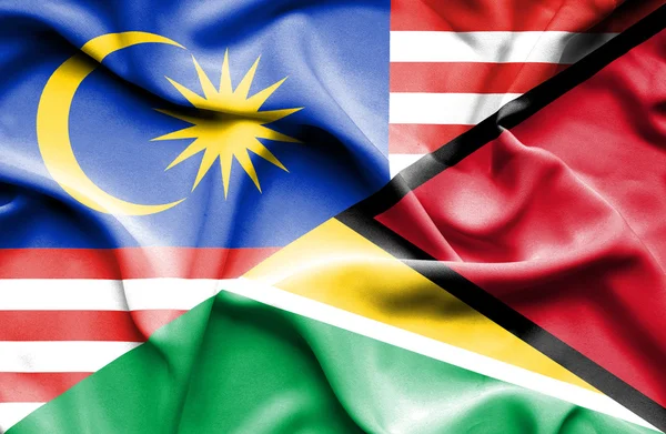 Viftande flagga Guyana och Malaysia — Stockfoto
