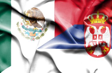 Sırbistan ve Meksika bayrağı sallayarak