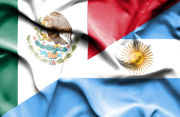 Bandera ondeante de Argentina y México — Foto de Stock