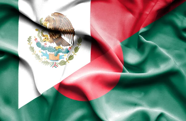 Wapperende vlag van Bangladesh en Mexico — Stockfoto