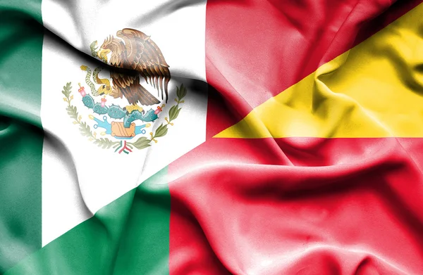 Ondeando la bandera de Benín y México —  Fotos de Stock