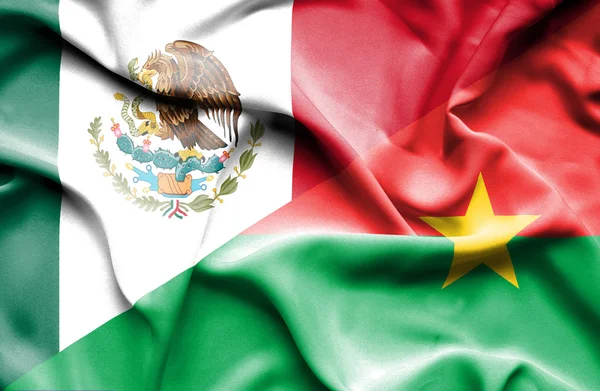 Drapeau agitant du Burkina Faso et du Mexique — Photo