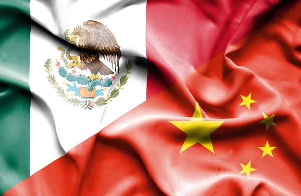 Waving flag of China and Mexico — Stock Photo, Image