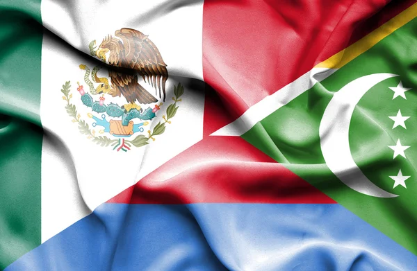 Bandeira acenando de Comores e México — Fotografia de Stock