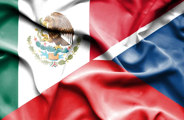 Bandera ondeante de República Checa y México —  Fotos de Stock