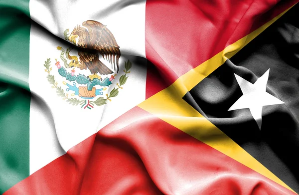 Bandeira acenando de Timor Leste e México — Fotografia de Stock