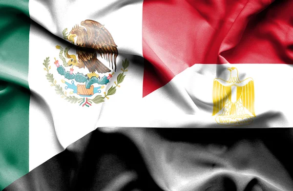 Waving flag of Egypt and Mexico — Stock Photo, Image