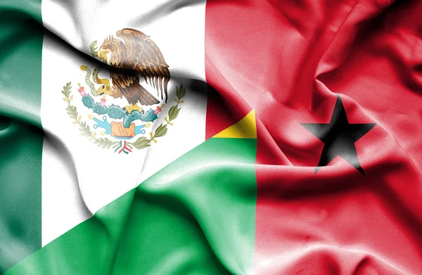 Waving flag of Guinea Bissau and Mexico — Stock Photo, Image