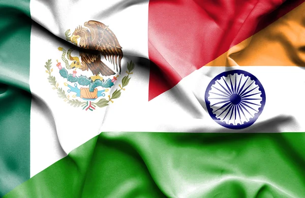 Wapperende vlag van India en Mexico — Stockfoto