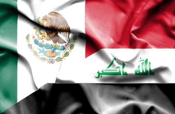 Flagge Iraks und Mexikos schwenken — Stockfoto