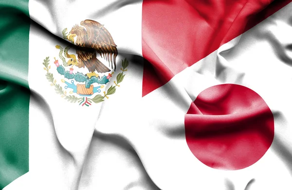 Flagge von Japan und Mexiko schwenkend — Stockfoto