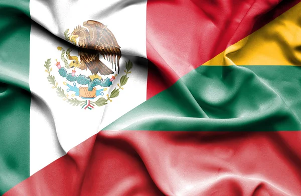 Bandera ondeante de Lituania y México —  Fotos de Stock