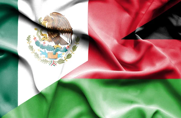 Waving flag of Malawi and Mexico — Stock Photo, Image