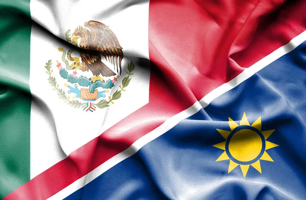 Bandera ondeante de Namibia y México —  Fotos de Stock