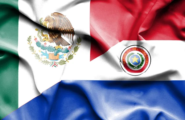 Bandera ondeante de Paraguay y México — Foto de Stock