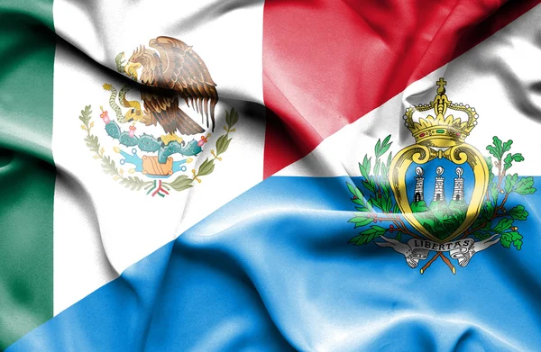 Machać flaga San Marino i Meksyku — Zdjęcie stockowe