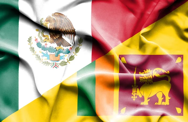 Waving flag of Sri Lanka and Mexico — Stock Photo, Image