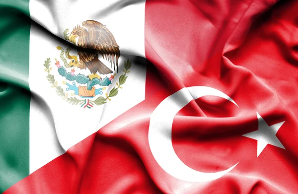 Bandeira acenando de Turquia e México — Fotografia de Stock