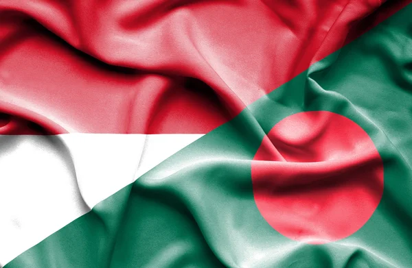 Flagge von Bangladesh und Monaco schwenkend — Stockfoto