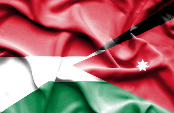 Bandeira ondulada da Jordânia e Mônaco — Fotografia de Stock