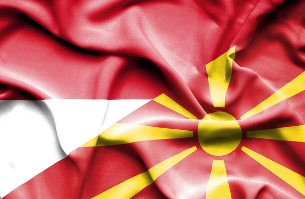 Bandera ondeante de Macedonia y Mónaco — Foto de Stock