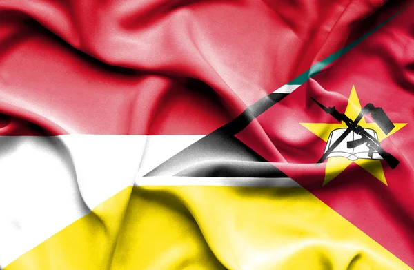 Viftande flagga Moçambique och Monaco — Stockfoto