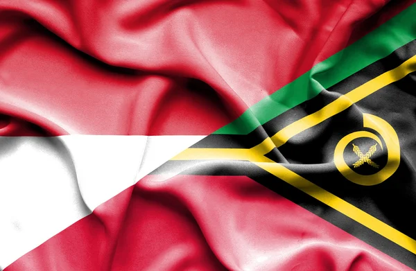 Waving flag of Vanuatu and Monaco — Stock Photo, Image