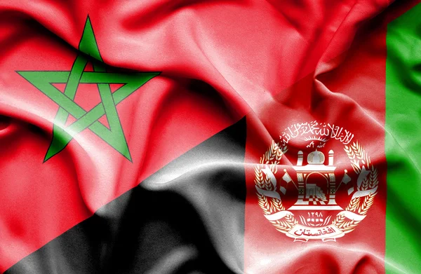 Waving flag of Afghanistan and Morocco — Stock Photo, Image