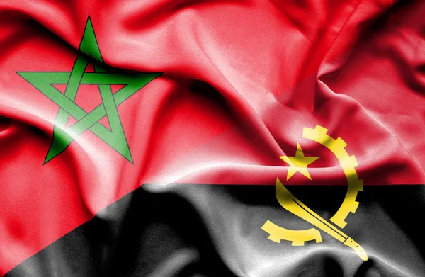 Bandera ondeante de Angola y Marruecos — Foto de Stock