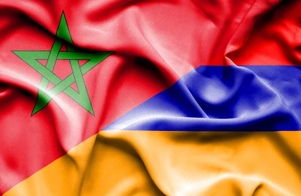 Bandera ondeante de Armenia y Marruecos — Foto de Stock