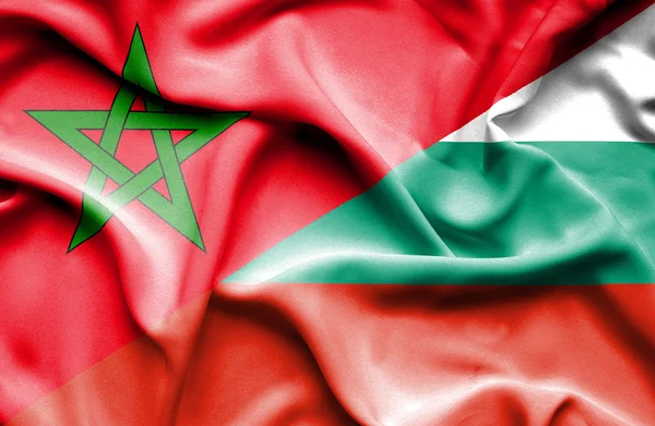 Waving flag of Bulgaria and Morocco — Stock Photo, Image