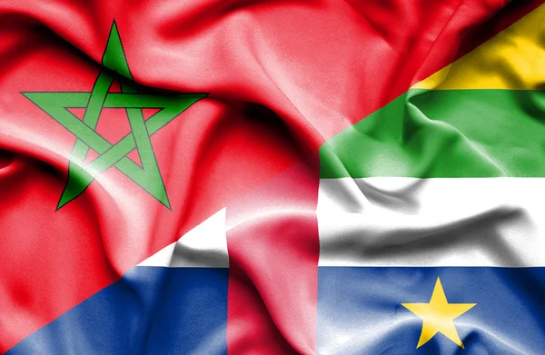 Bandera ondeante de República Centroafricana y Marruecos — Foto de Stock