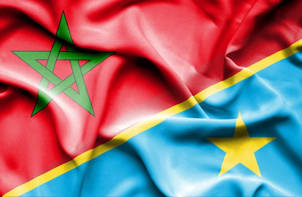 Bandeira da República Democrática do Congo e Marrocos — Fotografia de Stock