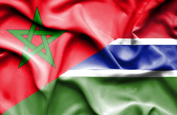 Bandera ondeante de Gambia y Marruecos — Foto de Stock