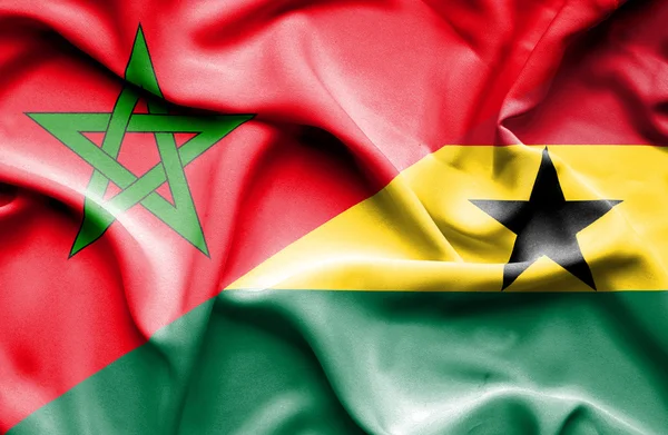 Bandera ondeante de Ghana y Marruecos — Foto de Stock