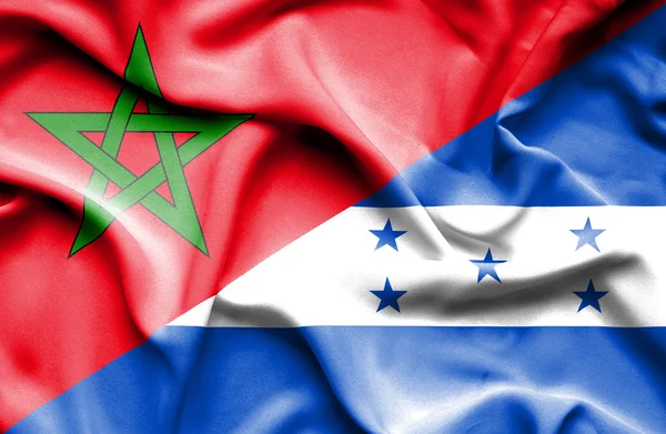Bandera ondeante de Honduras y Marruecos — Foto de Stock