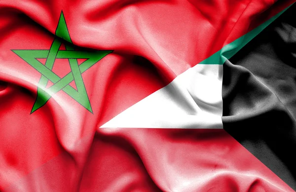 Bandeira acenando de Kuwait e Marrocos — Fotografia de Stock