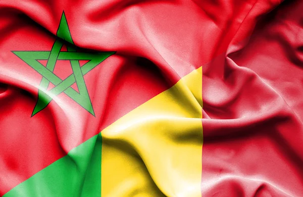 Wapperende vlag van Mali en Marokko — Stockfoto