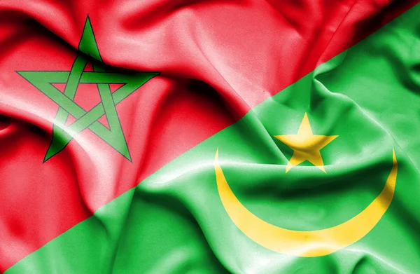 Bandera ondeante de Mauritania y Marruecos — Foto de Stock