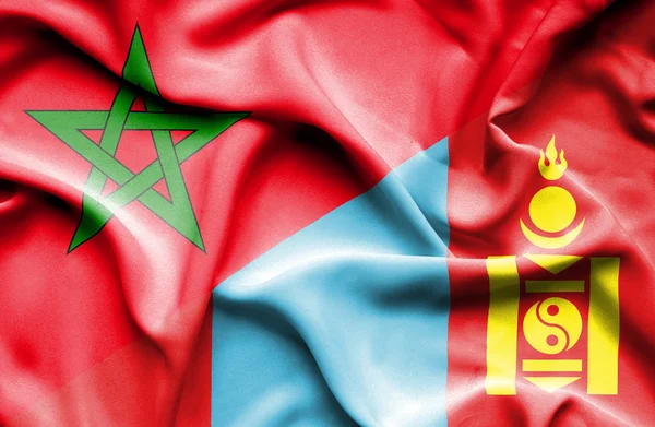 Bandera ondeante de Mongolia y Marruecos — Foto de Stock