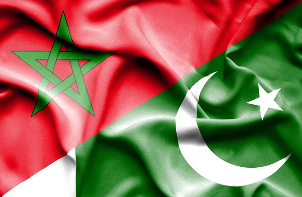 Drapeau agitant du Pakistan et du Maroc — Photo
