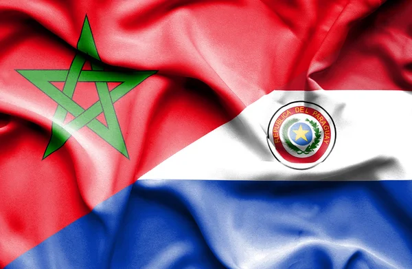 Bandera ondeante de Paraguay y Marruecos — Foto de Stock