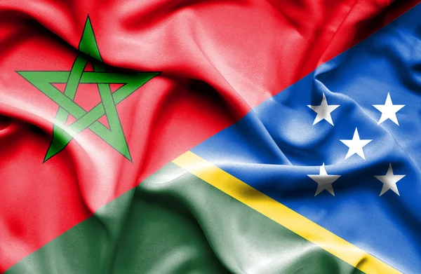 Bandera ondeante de las Islas Salomón y Marruecos — Foto de Stock