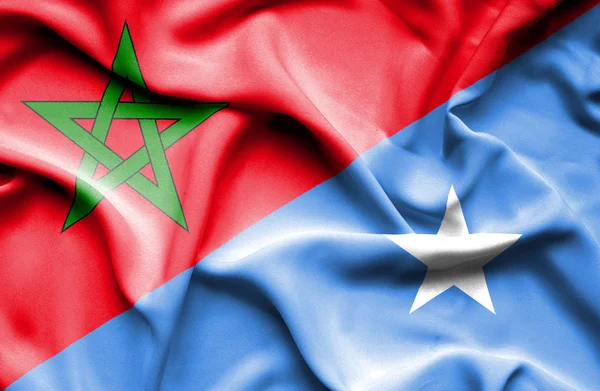 Bandera ondeante de Somalia y Marruecos — Foto de Stock