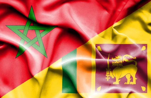 Bandeira acenando de Sri Lanka e Marrocos — Fotografia de Stock