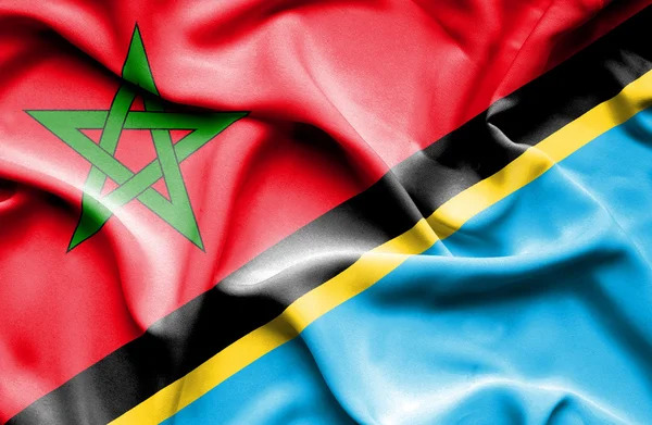 Bandera ondeante de Tanzania y Marruecos —  Fotos de Stock