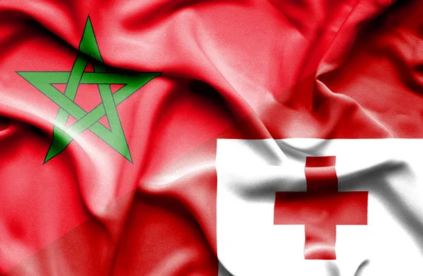 Mávání vlajkou Tonga a Maroko — Stock fotografie