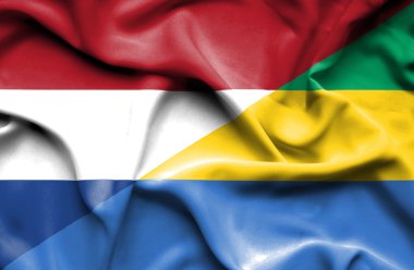 gabon ve Hollanda bayrağı sallayarak